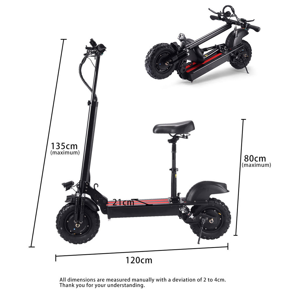 Dual 1000W Motors (3600W Peak) 11-Inch All-Terrain Folding Electric Scooter – Black