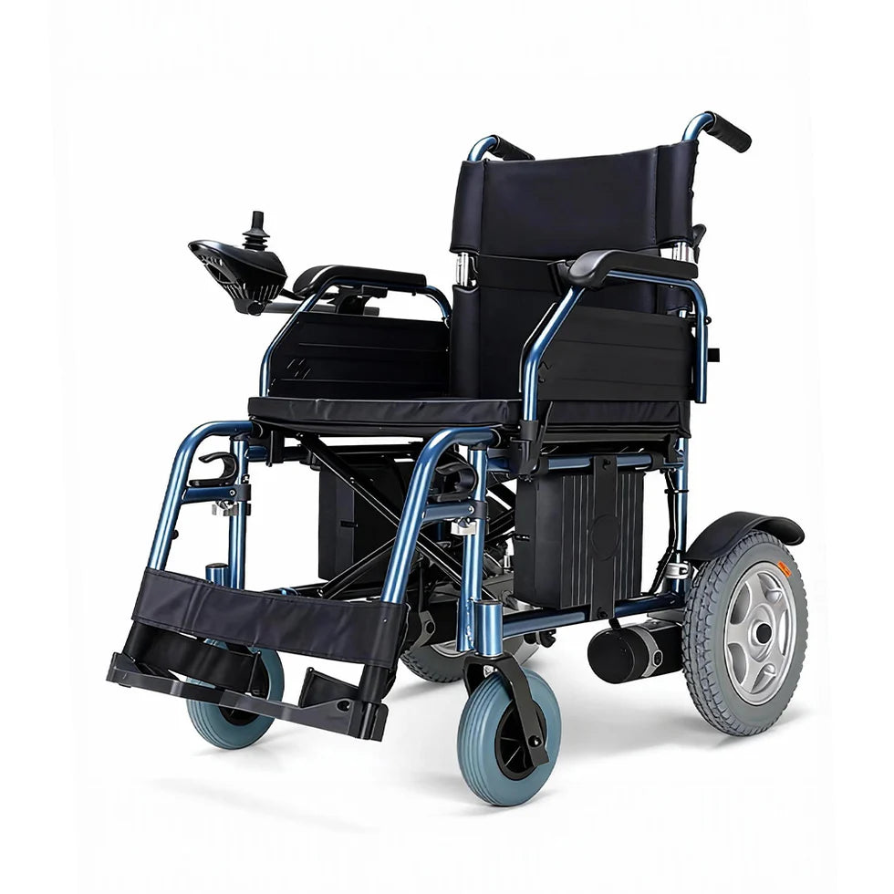 Aluminum Alloy Foldable Electric Wheelchair – Dual Motor Power, Extended 18-20km Range, Heavy-Duty 200kg Capacity