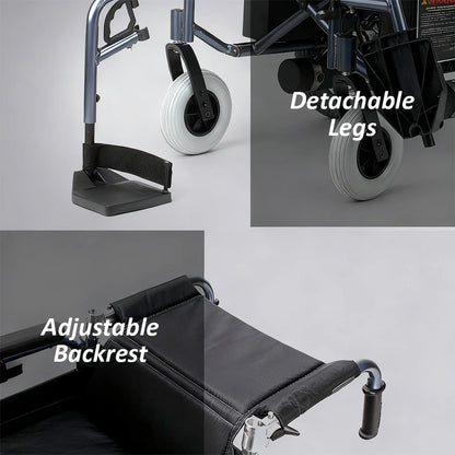 Aluminum Alloy Foldable Electric Wheelchair – Dual Motor Power, Extended 18-20km Range, Heavy-Duty 200kg Capacity