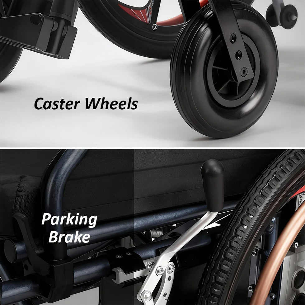 Aluminum Alloy Foldable Electric Wheelchair – Dual Motor Power, Extended 18-20km Range, Heavy-Duty 200kg Capacity