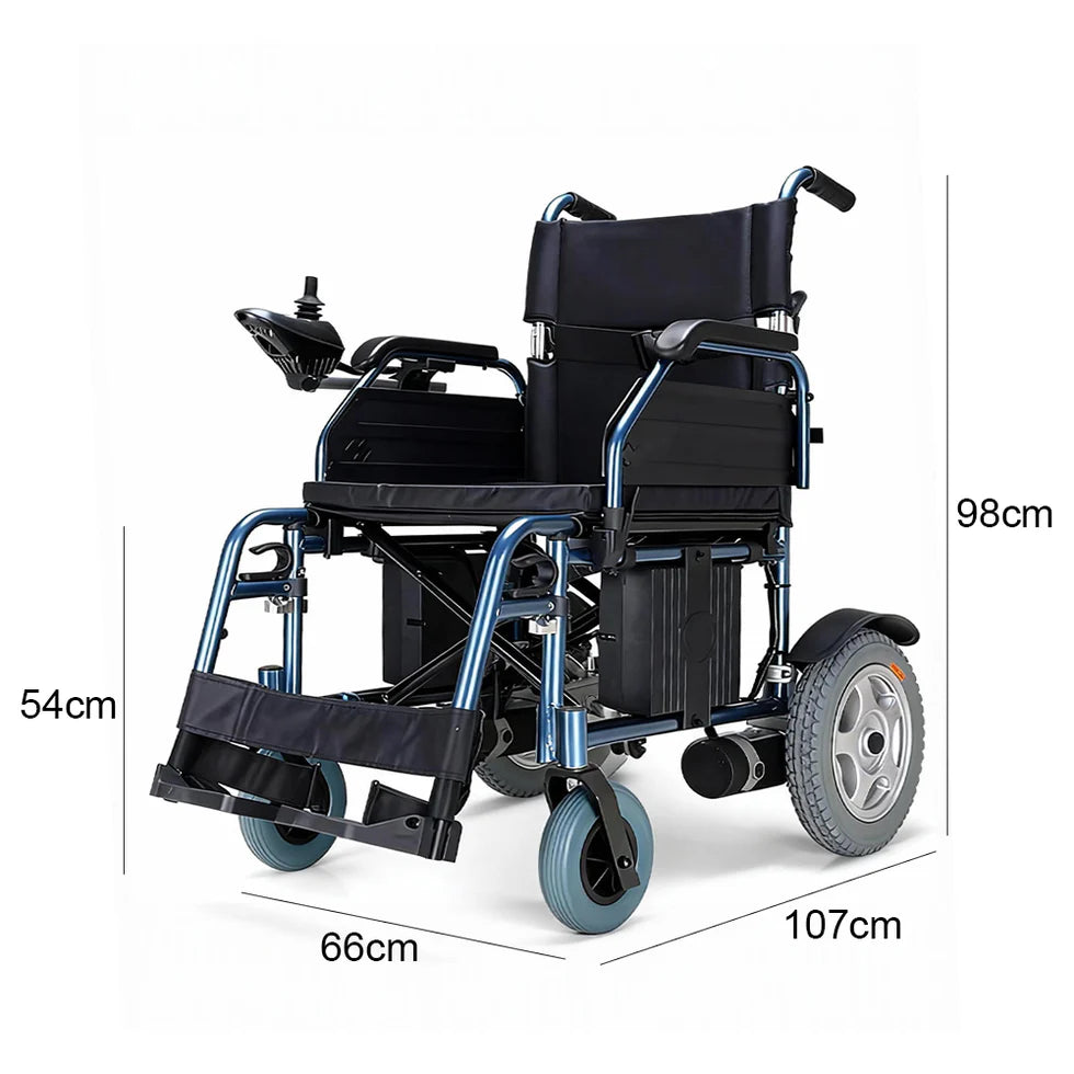 Aluminum Alloy Foldable Electric Wheelchair – Dual Motor Power, Extended 18-20km Range, Heavy-Duty 200kg Capacity