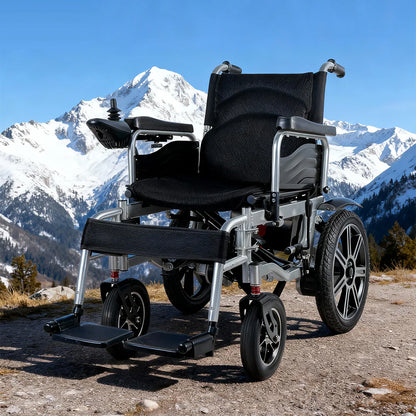Foldable 12Ah Dual-Motor Electric Wheelchair with Aluminum Alloy Wheels – Ergonomic Comfort, 15km Range, 20° Slope Capability