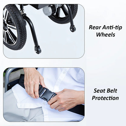 Foldable 12Ah Dual-Motor Electric Wheelchair with Aluminum Alloy Wheels – Ergonomic Comfort, 15km Range, 20° Slope Capability