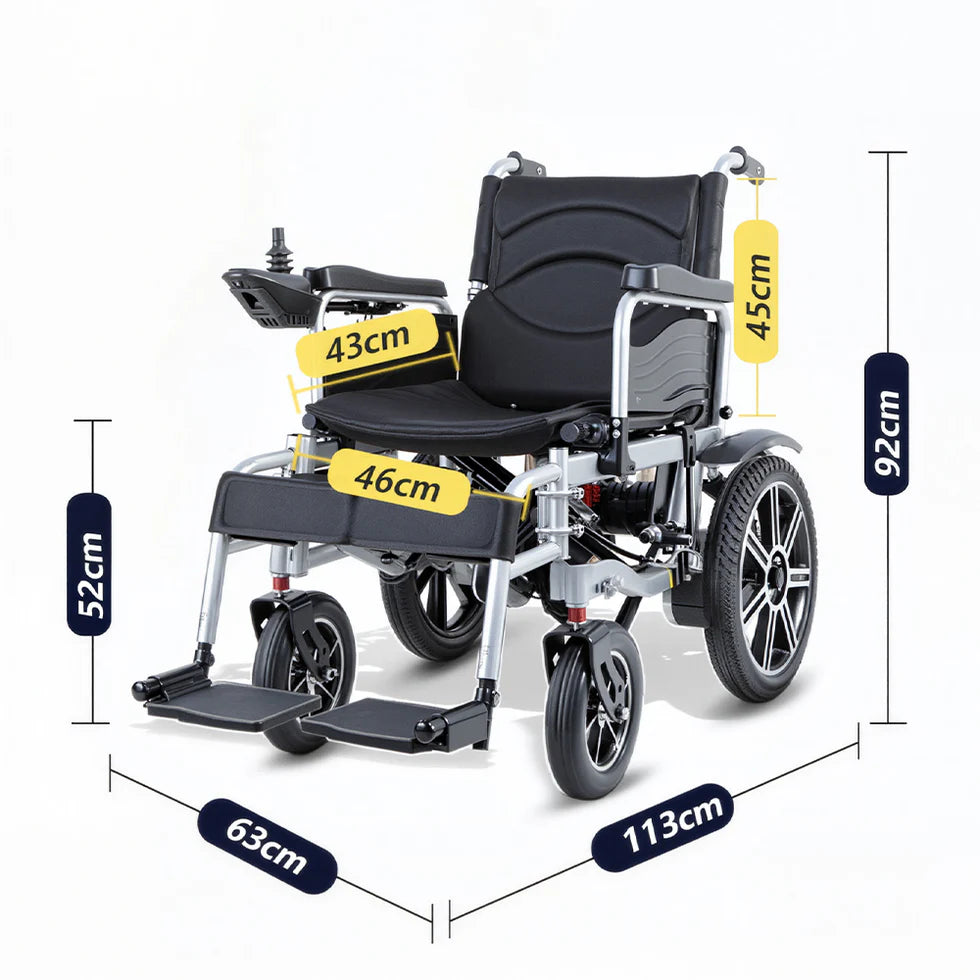 Foldable 12Ah Dual-Motor Electric Wheelchair with Aluminum Alloy Wheels – Ergonomic Comfort, 15km Range, 20° Slope Capability