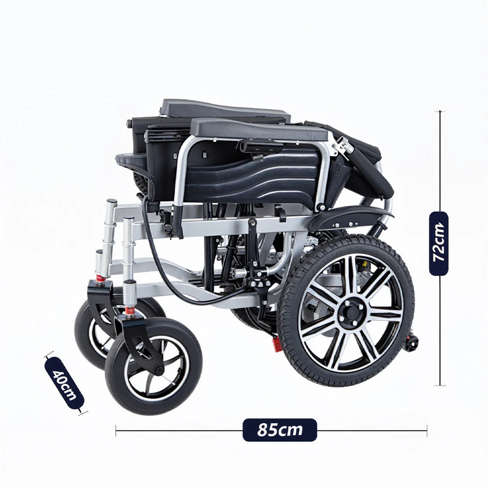 Foldable 12Ah Dual-Motor Electric Wheelchair with Aluminum Alloy Wheels – Ergonomic Comfort, 15km Range, 20° Slope Capability