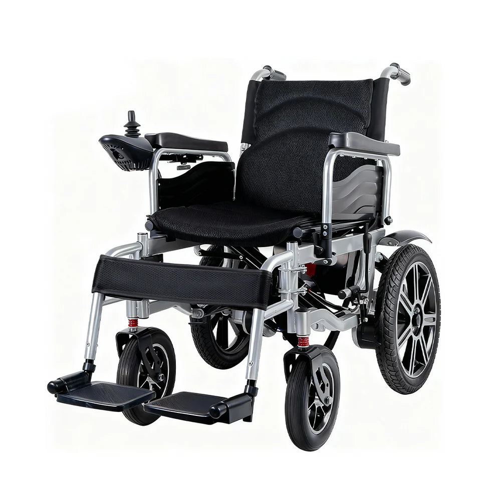 Foldable 12Ah Dual-Motor Electric Wheelchair with Aluminum Alloy Wheels – Ergonomic Comfort, 15km Range, 20° Slope Capability