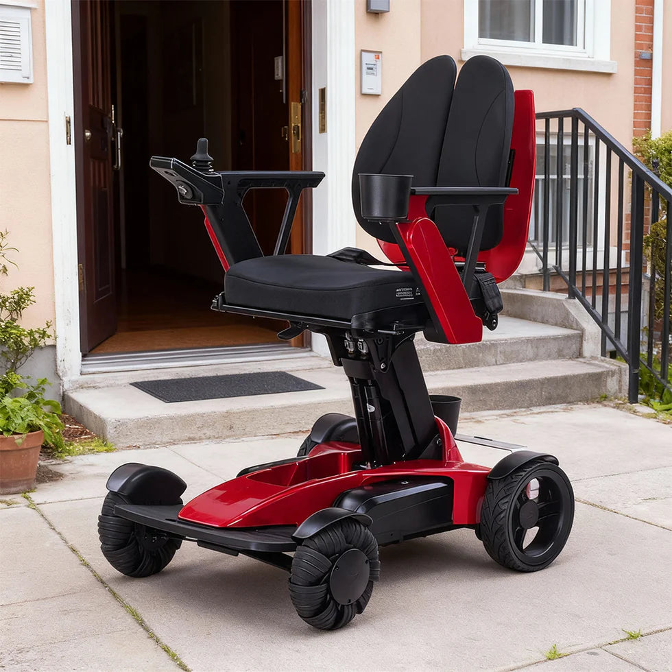 High-Capacity Aluminum Alloy Electric Wheelchair – 360° Rotation, Remote Control, Stable Slope Braking