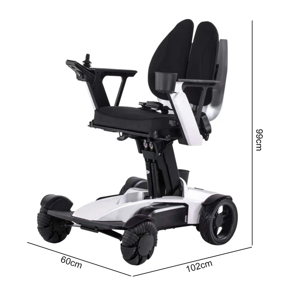 High-Capacity Aluminum Alloy Electric Wheelchair – 360° Rotation, Remote Control, Stable Slope Braking