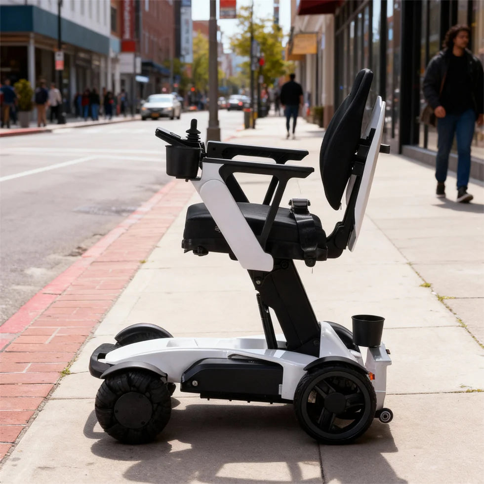 High-Capacity Aluminum Alloy Electric Wheelchair – 360° Rotation, Remote Control, Stable Slope Braking