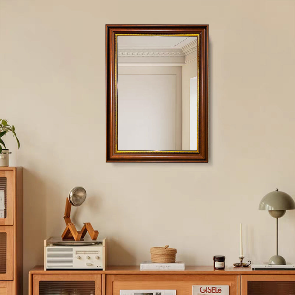 Elegant Bronze Wall Mirror with Gold Accent – 80x60cm