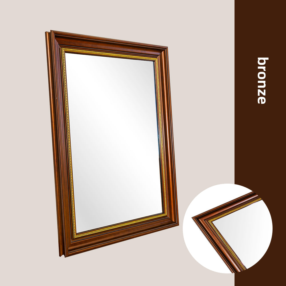 Elegant Bronze Wall Mirror with Gold Accent – 80x60cm