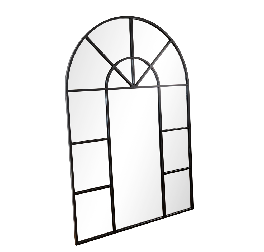 Grand Arched Windowpane Mirror - Angled