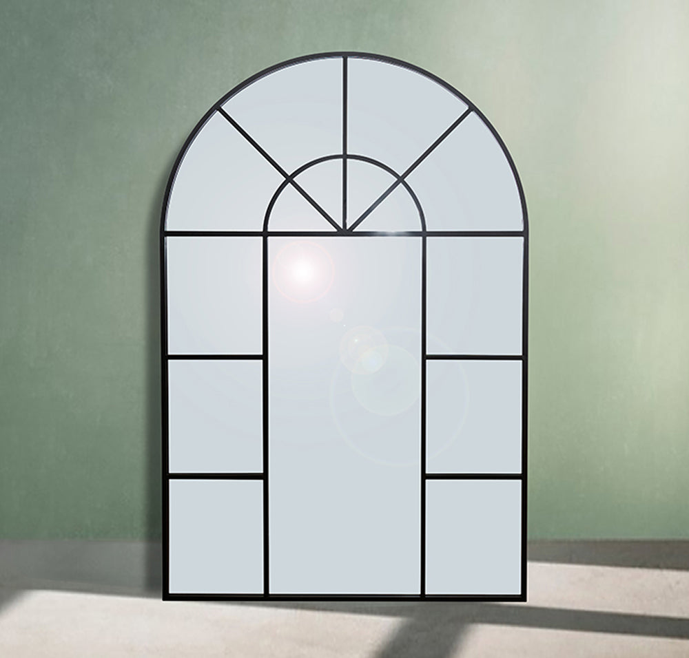 Grand Arched Windowpane Mirror - Lifestyle