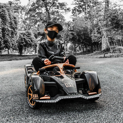 Urban Culture Homes 12V 7Ah Dual Drive Electric Go-Kart | Kids Racing Vehicle with Remote Control, MP3, and LED Lights