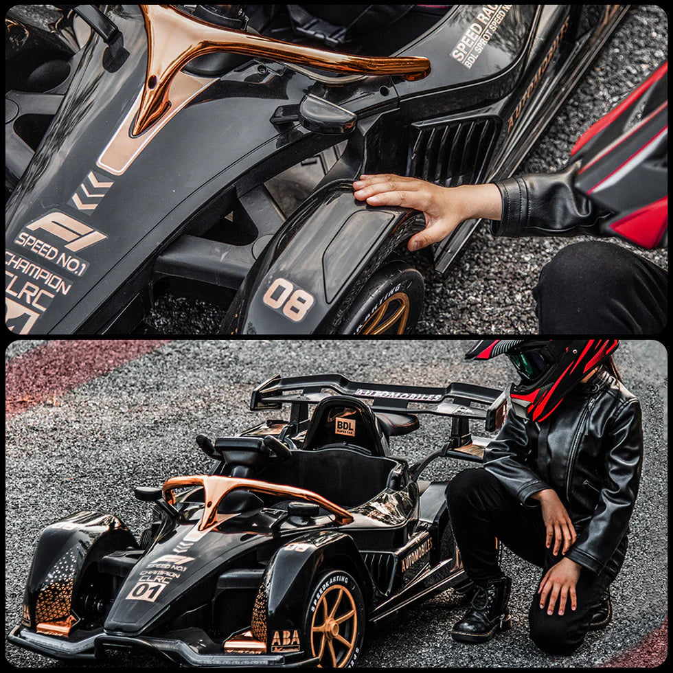 Urban Culture Homes 12V 7Ah Dual Drive Electric Go-Kart | Kids Racing Vehicle with Remote Control, MP3, and LED Lights