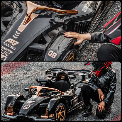 Urban Culture Homes 12V 7Ah Dual Drive Electric Go-Kart | Kids Racing Vehicle with Remote Control, MP3, and LED Lights