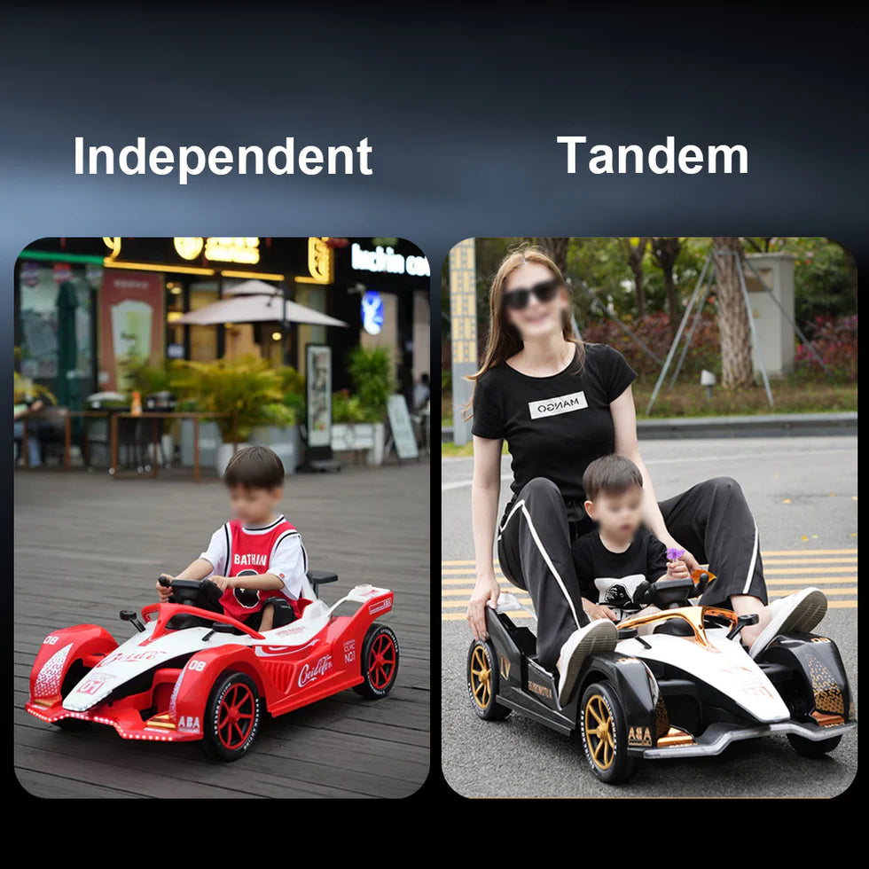 Urban Culture Homes 12V 7Ah Dual Drive Electric Go-Kart | Kids Racing Vehicle with Remote Control, MP3, and LED Lights