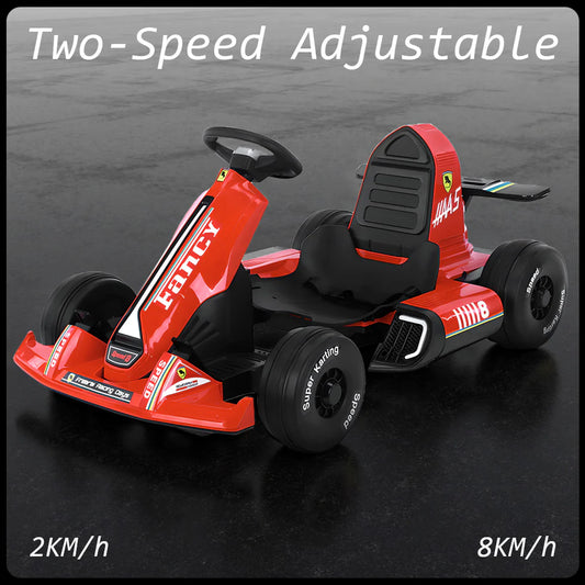 Urban Culture Homes 12V 7Ah Ride-On Electric Go-Kart | Adjustable Frame, Dual Speed, MP3, Remote Control