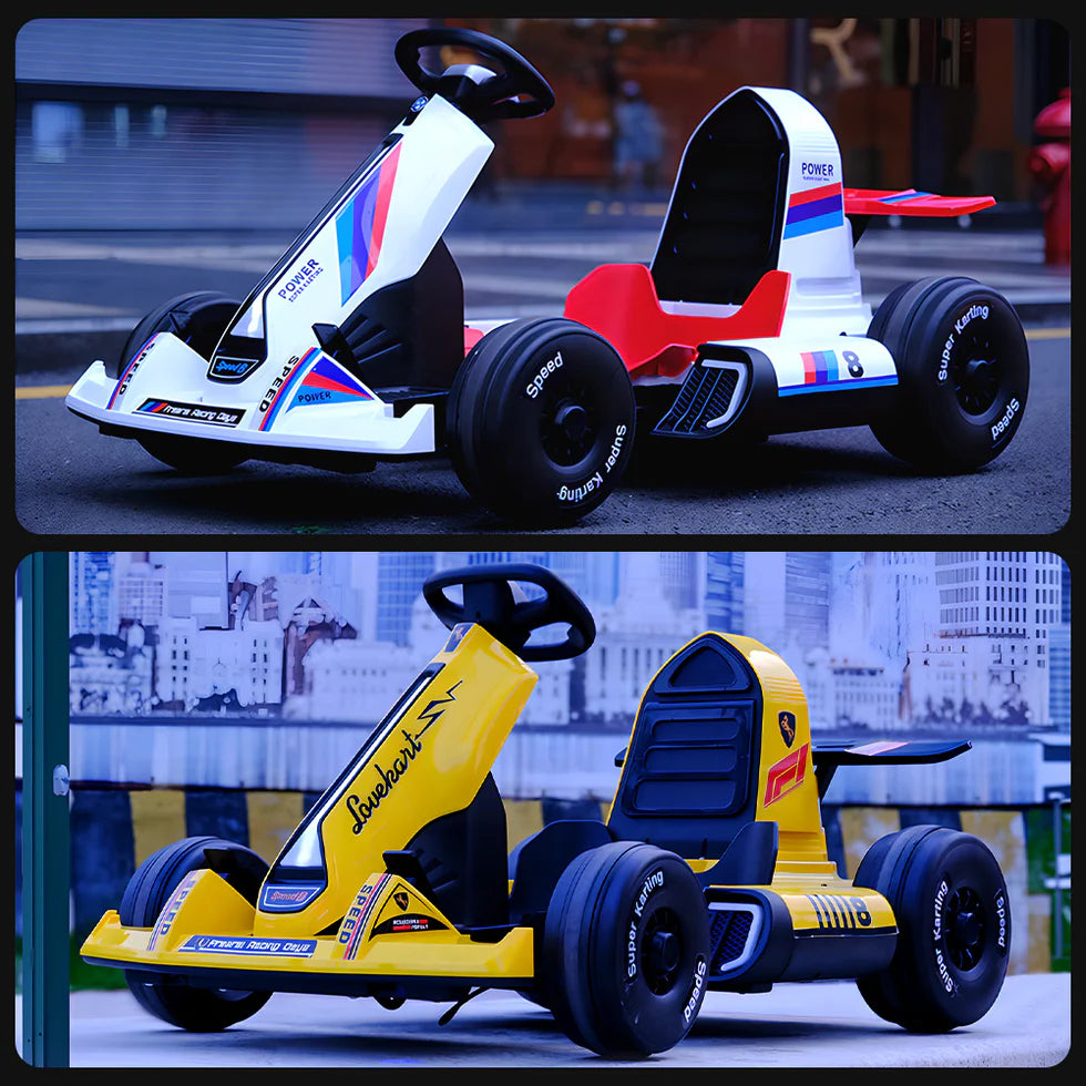 Urban Culture Homes 12V 7Ah Ride-On Electric Go-Kart | Adjustable Frame, Dual Speed, MP3, Remote Control