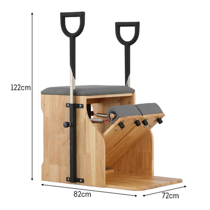 Wooden Pilates Chair – Compact Dual Handle Wunda Chair with Rubberwood Frame