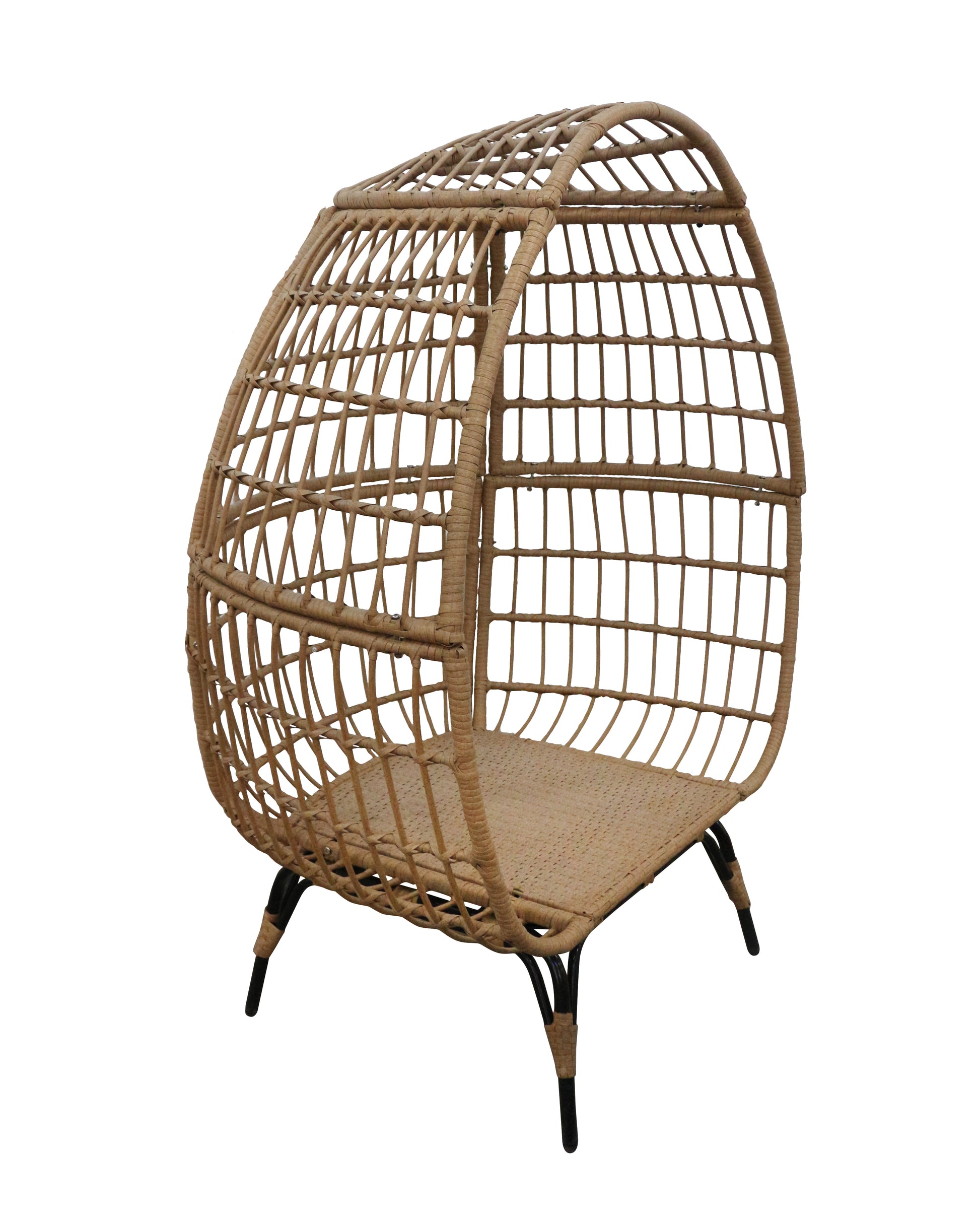Wicker egg-shaped chair on a white background