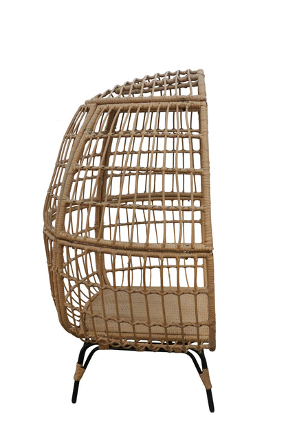 Wicker egg-shaped chair on a white background