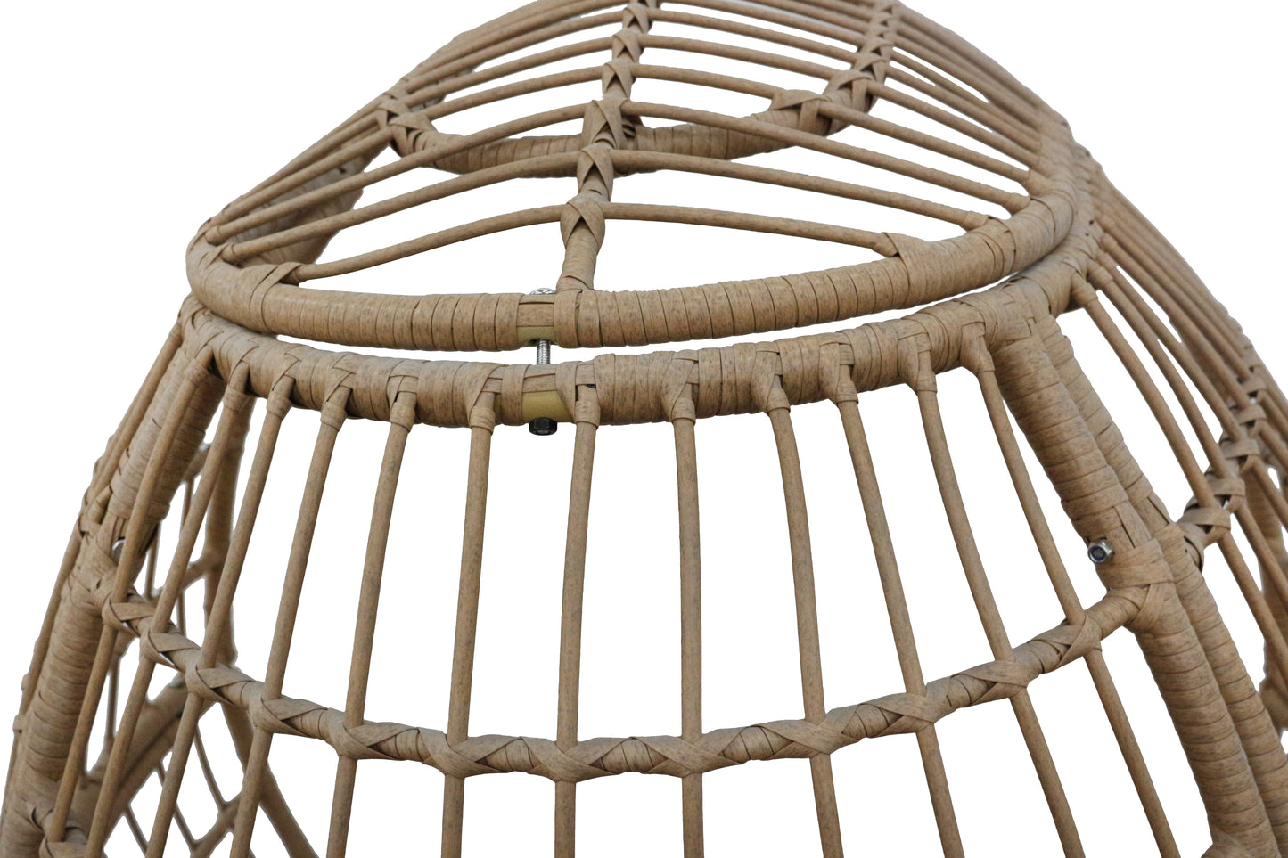 Woven rattan lampshade on a white background