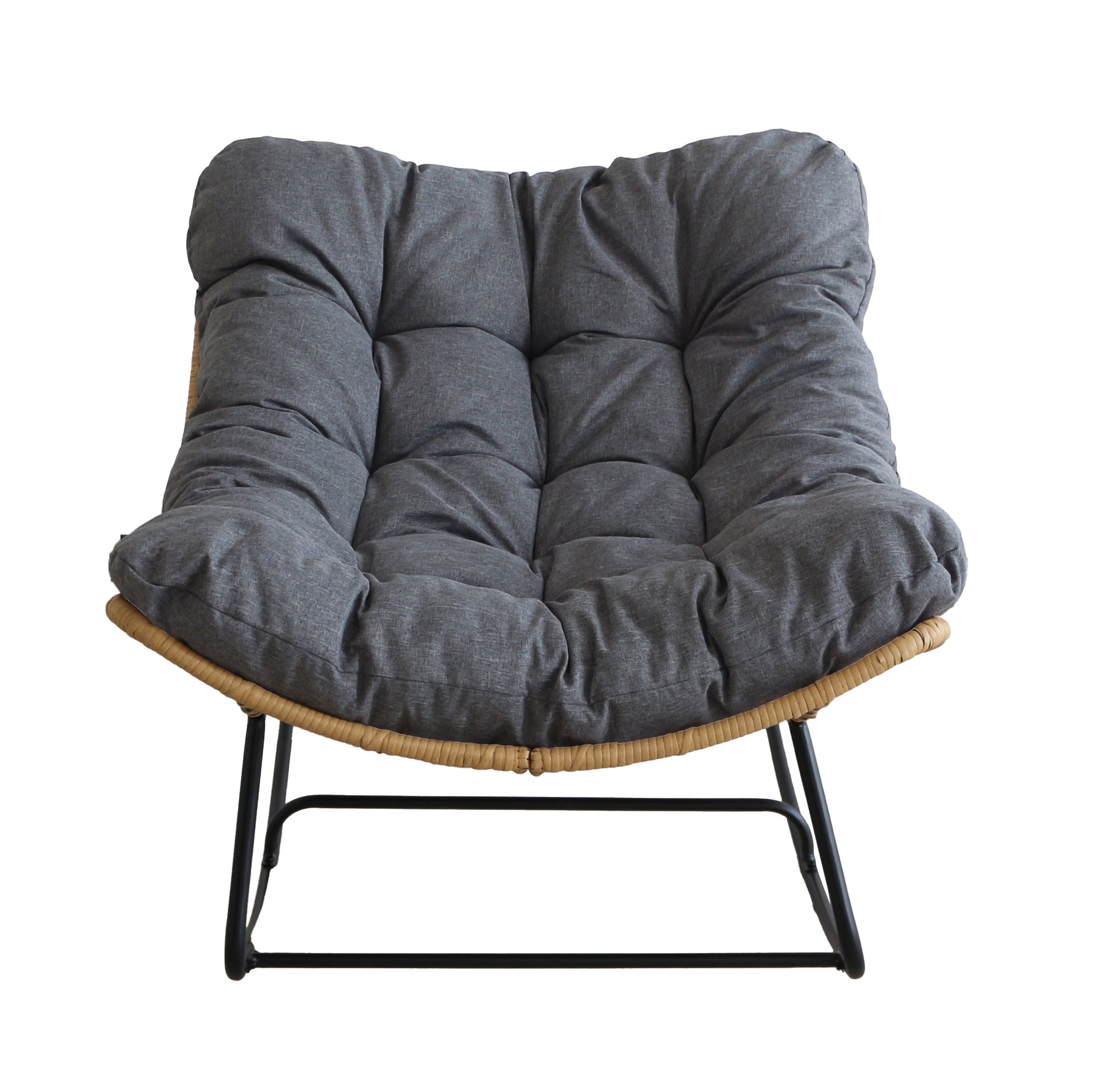 Chair with a large gray cushion on a white background