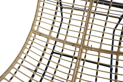 Close-up of a woven chair seat with a grid pattern on a white background