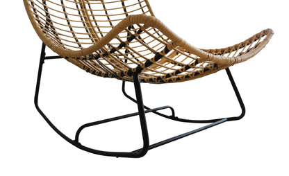Wicker chair with black metal frame on a white background