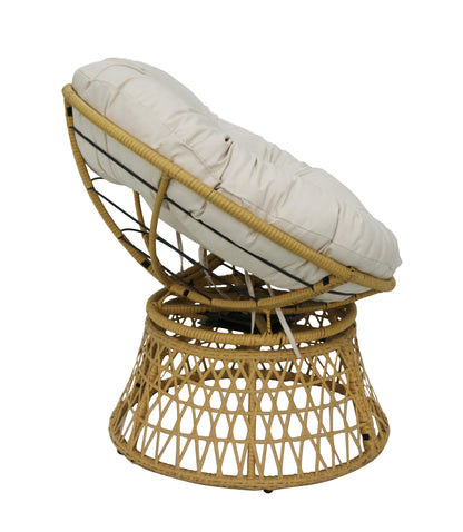 Rotating Papasan Chair with Cushion – PE Rattan & Steel Frame