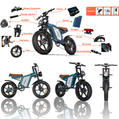 High-Carbon Steel 750W Electric Bike – Rugged Build