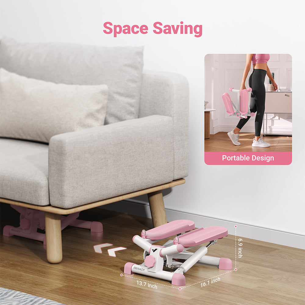 Compact Full-Body Mini Stepper — Twist & Step Motion with Bands