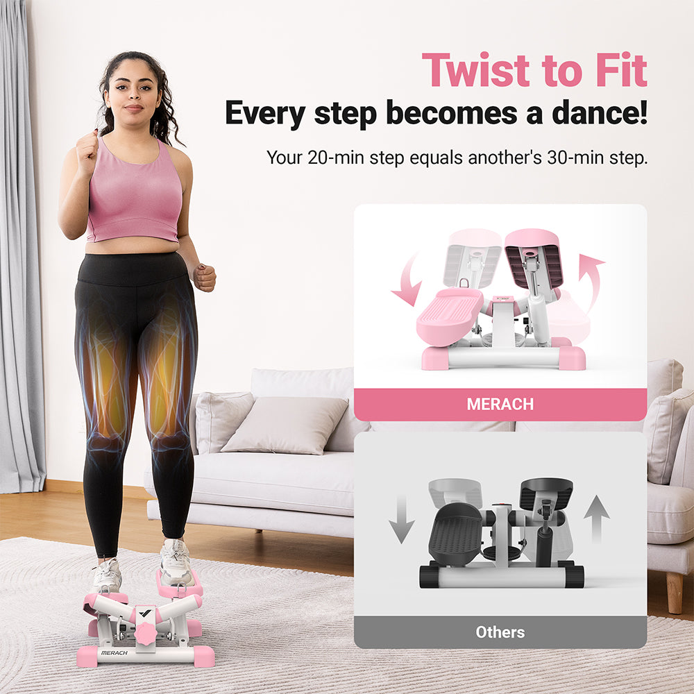 Compact Full-Body Mini Stepper — Twist & Step Motion with Bands