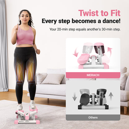 Compact Full-Body Mini Stepper – Twist & Step with Bands
