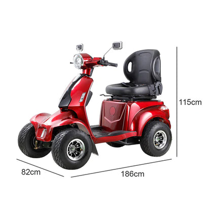 1000W Heavy-Duty Electric Mobility Scooter – 60V 20Ah Off-Road, Adjustable Luxury Seat & Golf Bag Mount