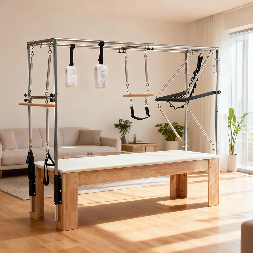 Rubberwood Frame Pilates Cadillac Full Trapeze Table