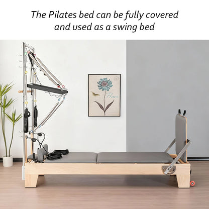 Professional Pilates Reformer with Tower – Rubberwood & 14-Spring Resistance System
