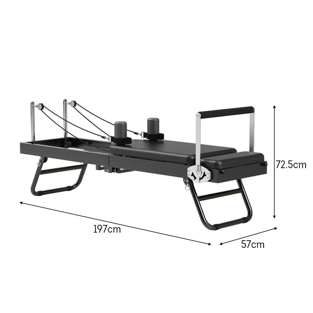 Foldable Steel-Frame Pilates Reformer with Adjustable Height & Silent Resistance