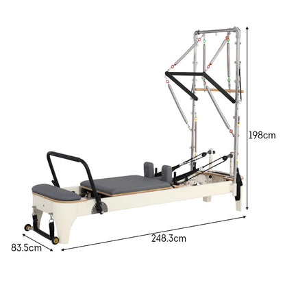 Professional Pilates Reformer with Half Trapeze Table - Grey