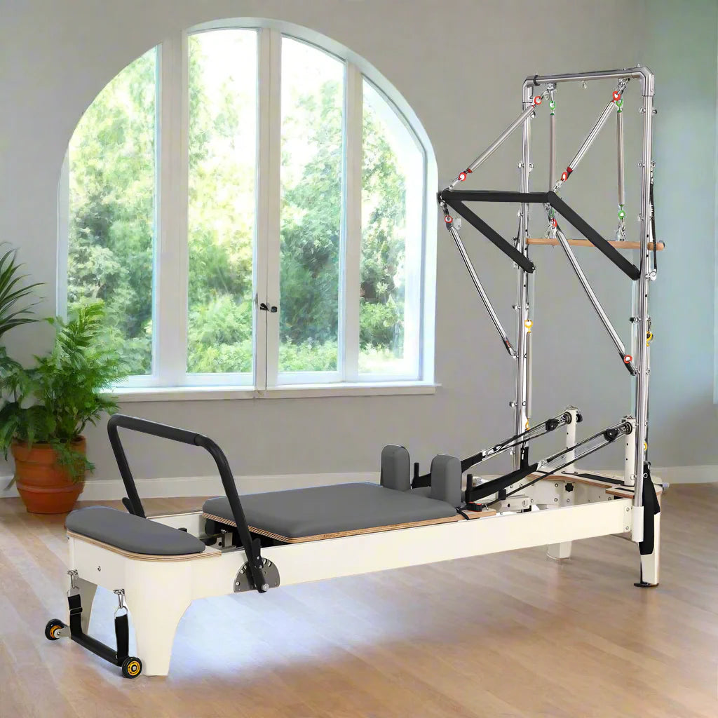 Professional Pilates Reformer with Half Trapeze Table - Grey