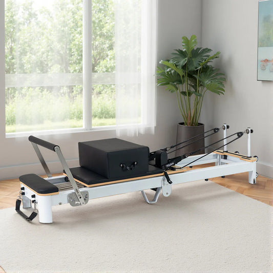 Foldable Aluminum Reformer Pilates Bed with 6-Spring Resistance & PU Leather Cushion