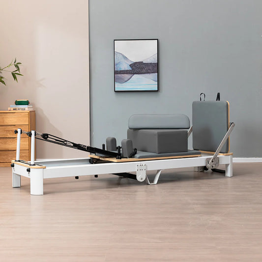 Foldable Aluminum Reformer Pilates Bed with 6-Spring Resistance & PU Leather Cushion