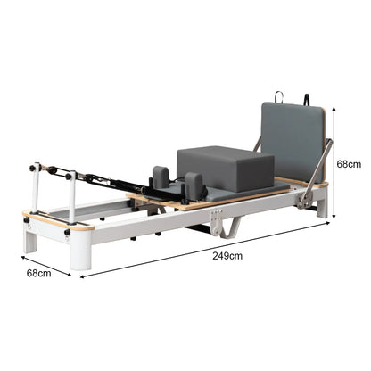Foldable Aluminum Reformer Pilates Bed with 6-Spring Resistance & PU Leather Cushion