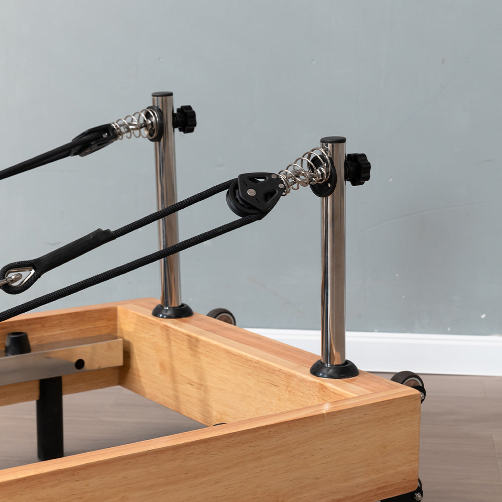Foldable Solid Wood Frame Pilates Reformer – 6-Spring Resistance, Roll-Up Design