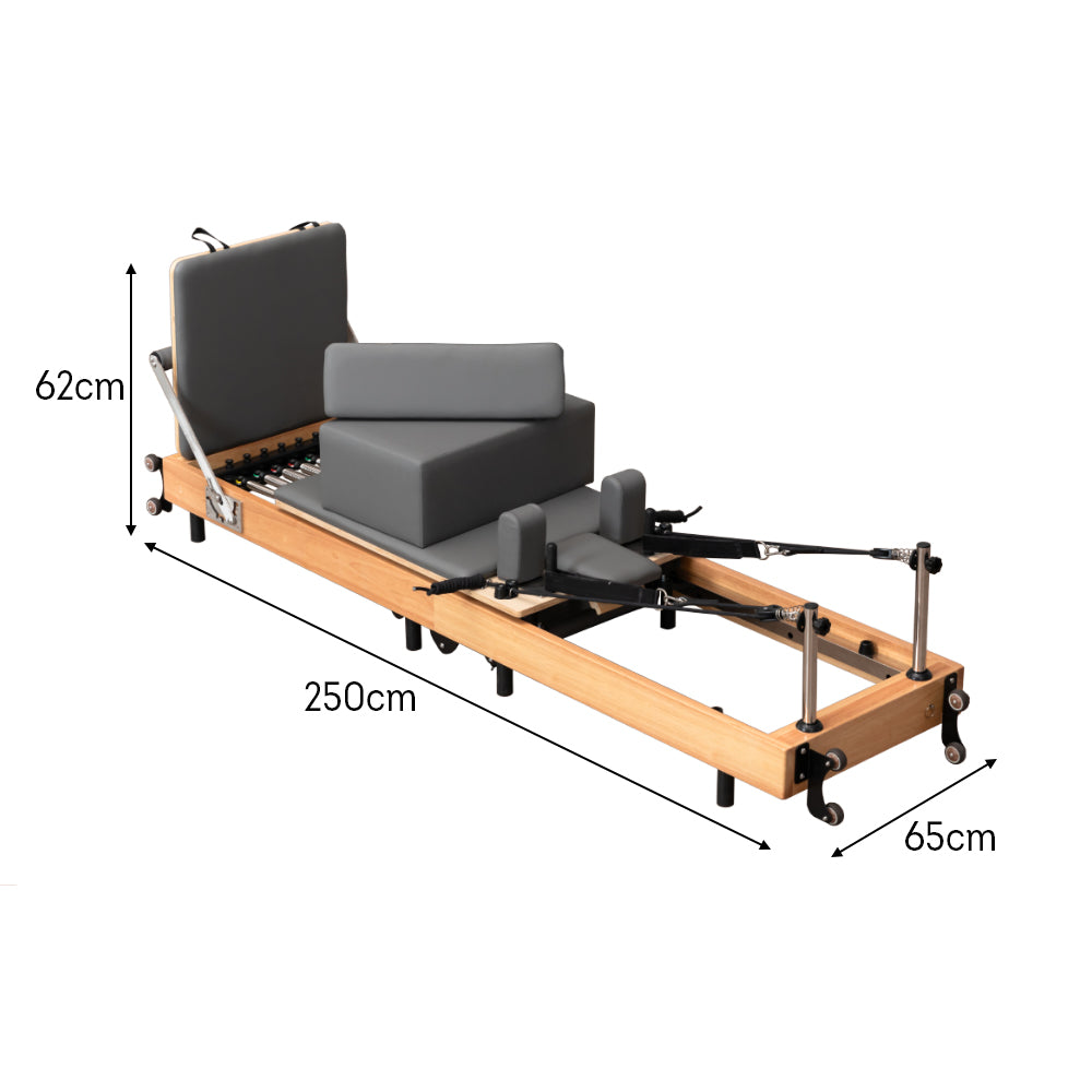 Foldable Solid Wood Frame Pilates Reformer – 6-Spring Resistance, Roll-Up Design