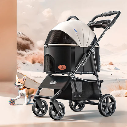 Foldable And Detachable Wrought Iron Frame Pet Stroller