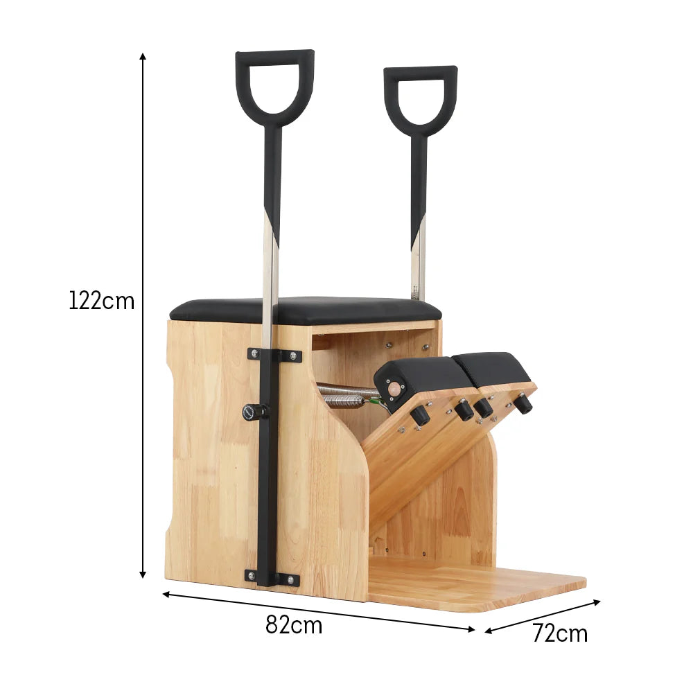 Wooden Pilates Chair – Compact Dual Handle Wunda Chair with Rubberwood Frame