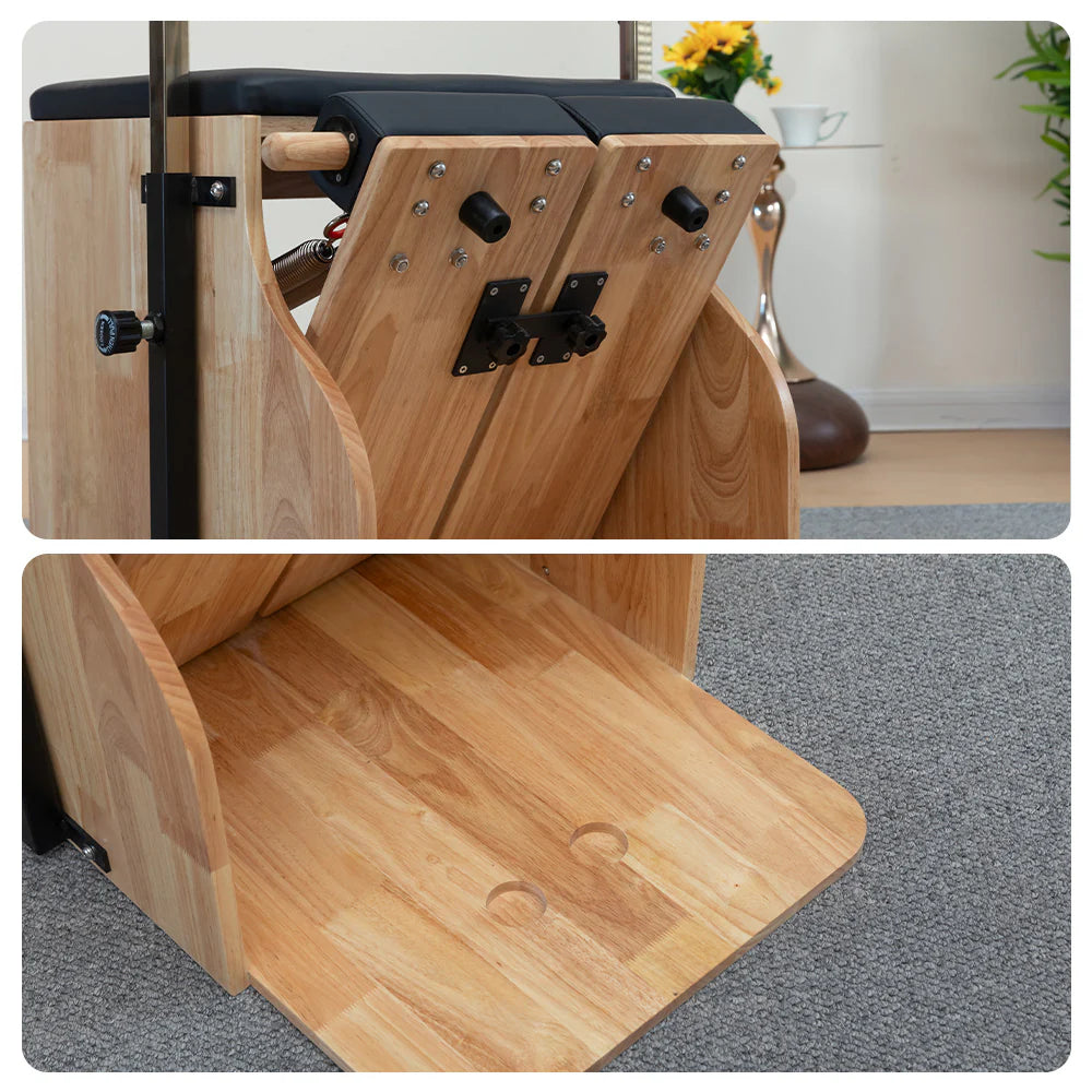 Wooden Pilates Chair – Compact Dual Handle Wunda Chair with Rubberwood Frame