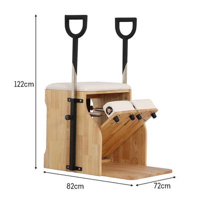 Wooden Pilates Chair – Compact Dual Handle Wunda Chair with Rubberwood Frame